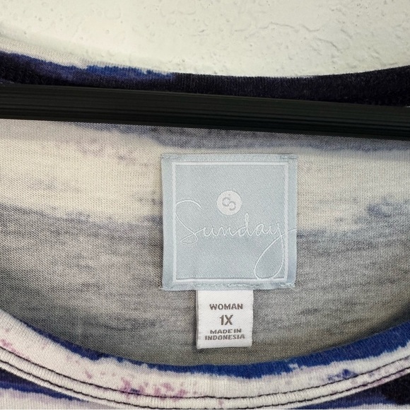 Sunday Women’s 1X Stripe Top – Black/Blue/White - Picture 3 of 4